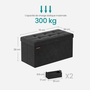 Dimensions du banc coffre 76 par 38 par 38 cm charge 300 kg