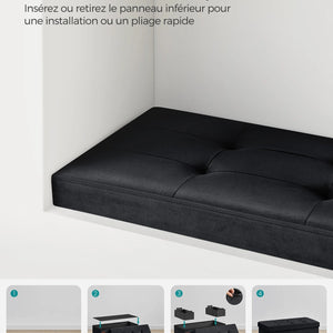 Schéma de montage du banc coffre pliable en 4 étapes faciles