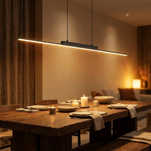 Lustre LED noir lumière blanche chaude 2700K