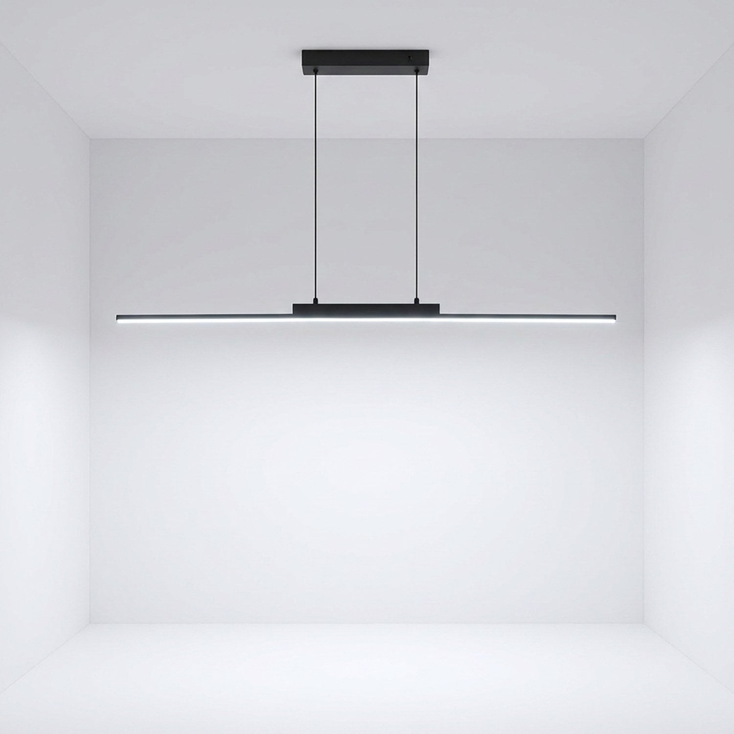 Lustre LED noir lumière blanche froide 6500K