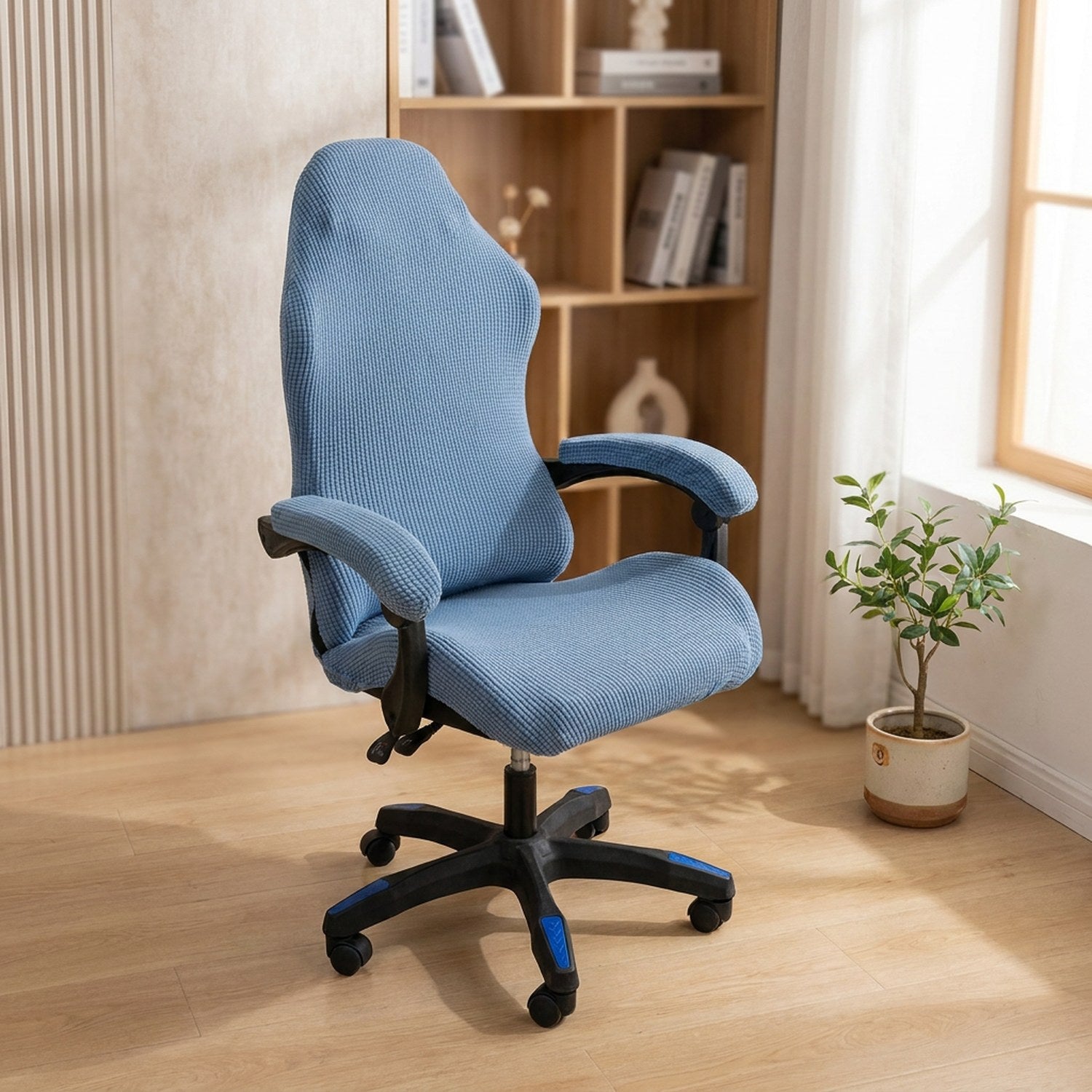 Housse de chaise gaming bleue en tissu maille