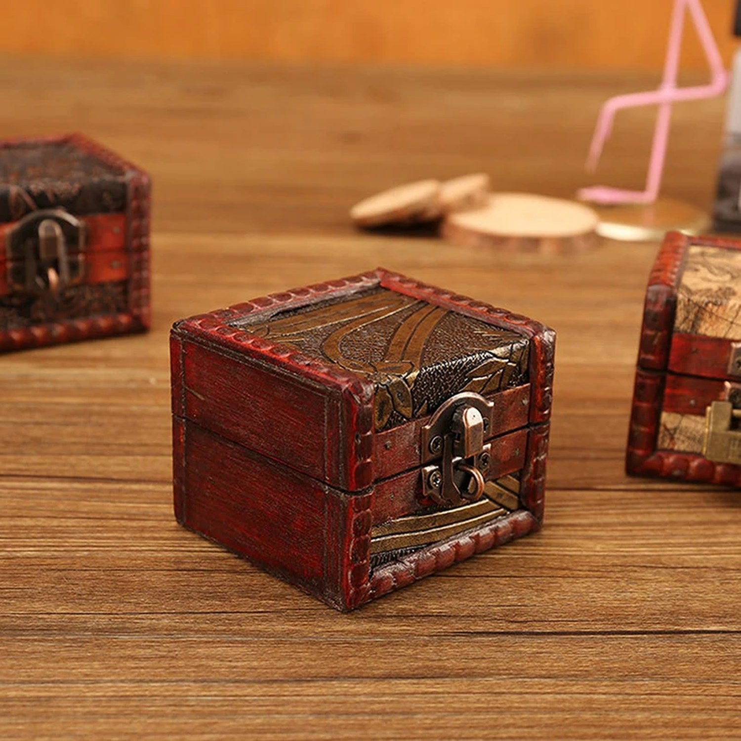 Boite à bijoux bois vintage chinois détail 6