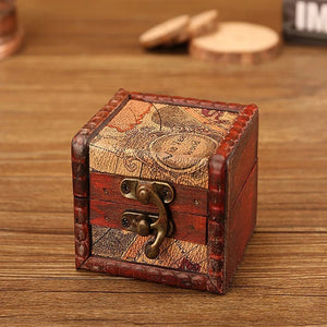 Boite à bijoux bois vintage chinois motif Carte