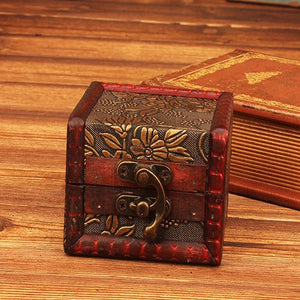 Boite à bijoux bois vintage chinois motif Raisin doré