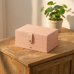 Style de vie boîte à bijoux 3 niveaux cuir PU rose scène 3
