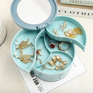 Boîte à bijoux rotative 4 niveaux avec miroir - photo produit 2