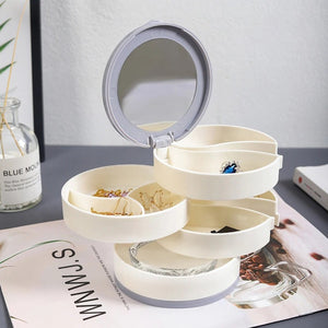 Boîte à bijoux rotative 4 niveaux avec miroir - photo produit 5
