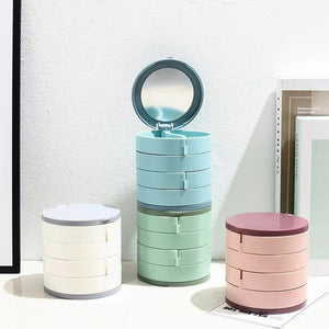 Boîte à bijoux rotative 4 niveaux avec miroir - photo produit 6