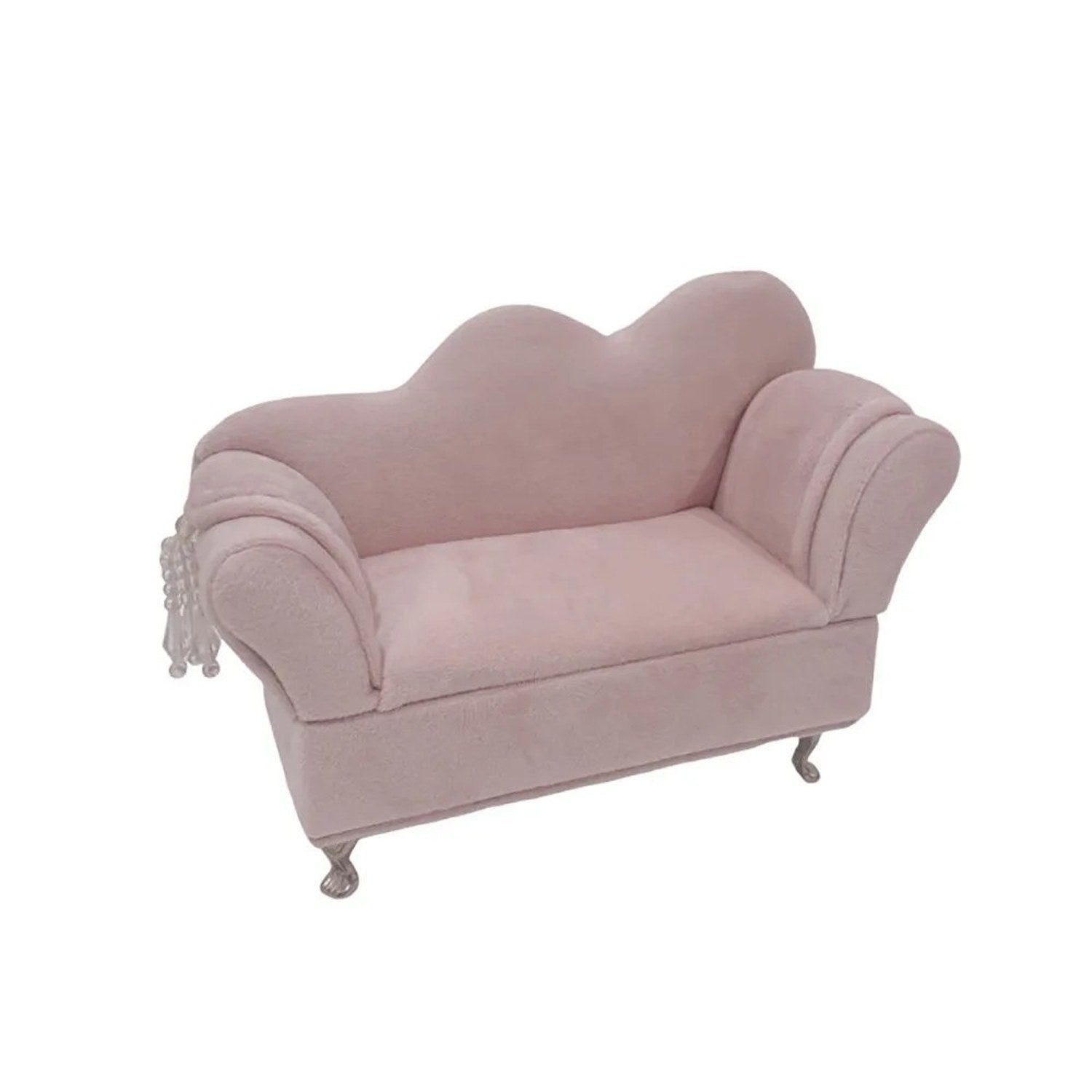Boîte à bijoux Canapé perlé velours rose