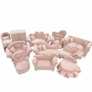 Vue ensemble boîtes à bijoux mini meubles velours modèles