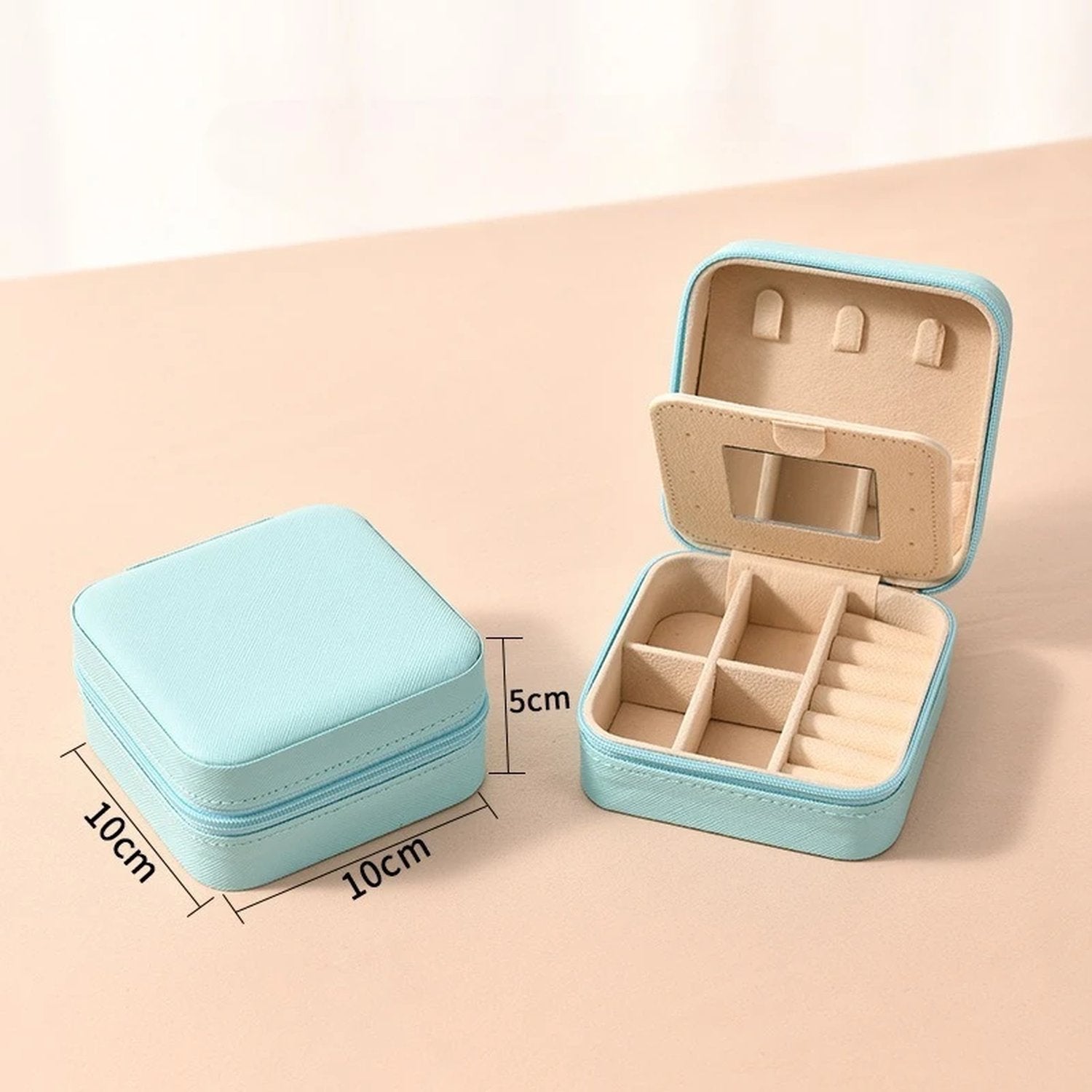 Boite à bijoux de voyage cuir PU Bleu