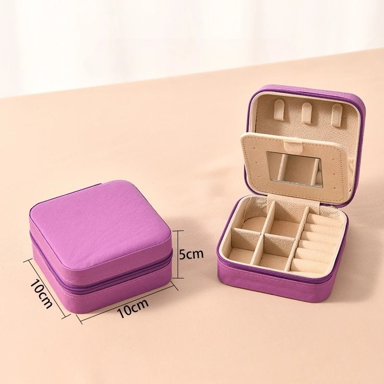 Boite à bijoux de voyage cuir PU Lilas