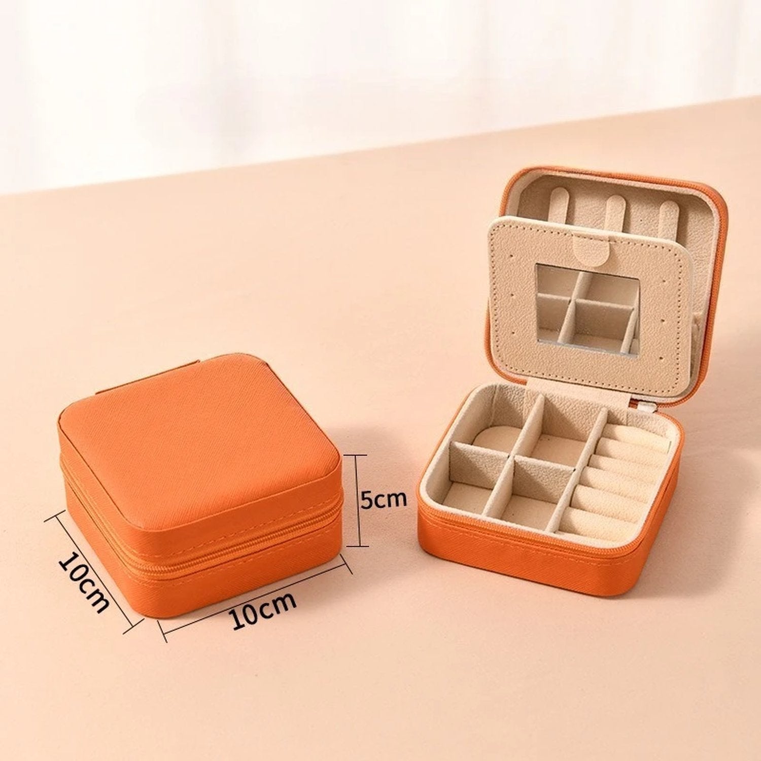 Boite à bijoux de voyage cuir PU Orange