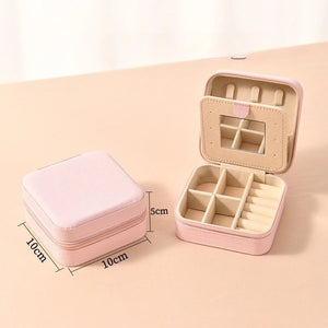 Boite à bijoux de voyage cuir PU Rose poudré