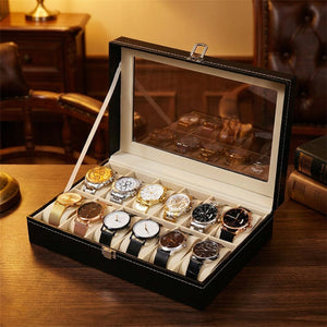 Boîte à montres 12 emplacements en cuir PU