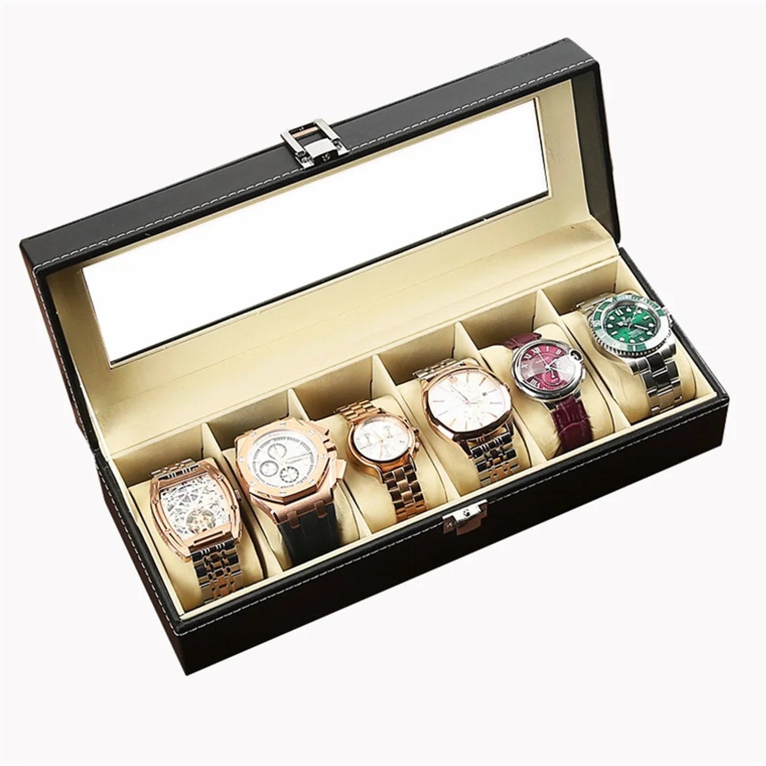 Boîte à montres 6 emplacements avec montres