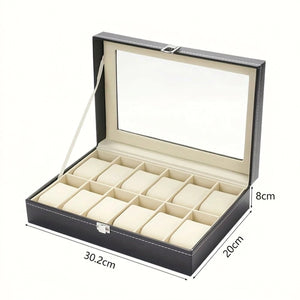 Dimensions boîte à montres 12 emplacements : 30,2 × 20 × 8 cm