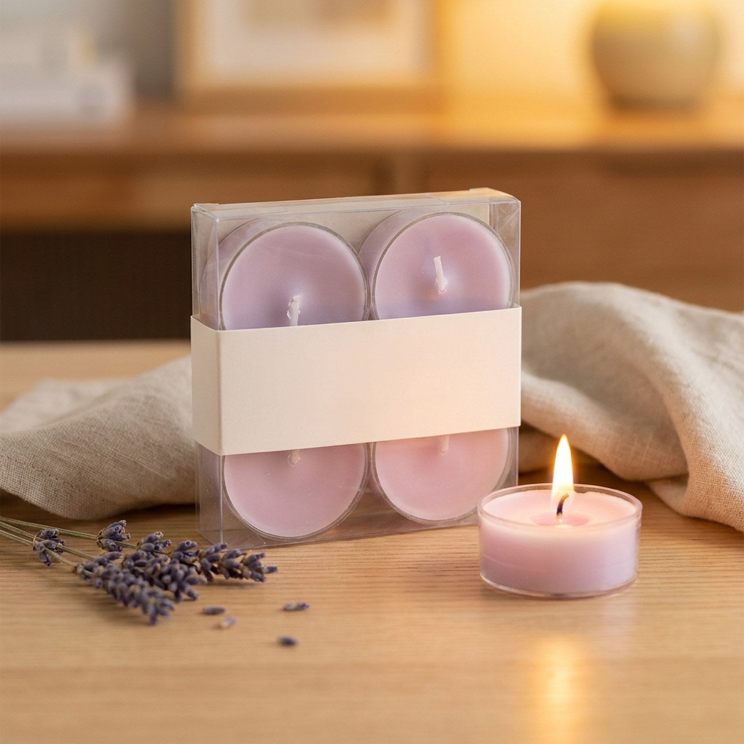 Lot de 4 bougies parfumées violet lavande en cire de soja