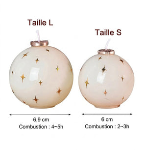 Dimensions de la bougie de Noël : Taille L 6,9 cm et Taille S 6 cm