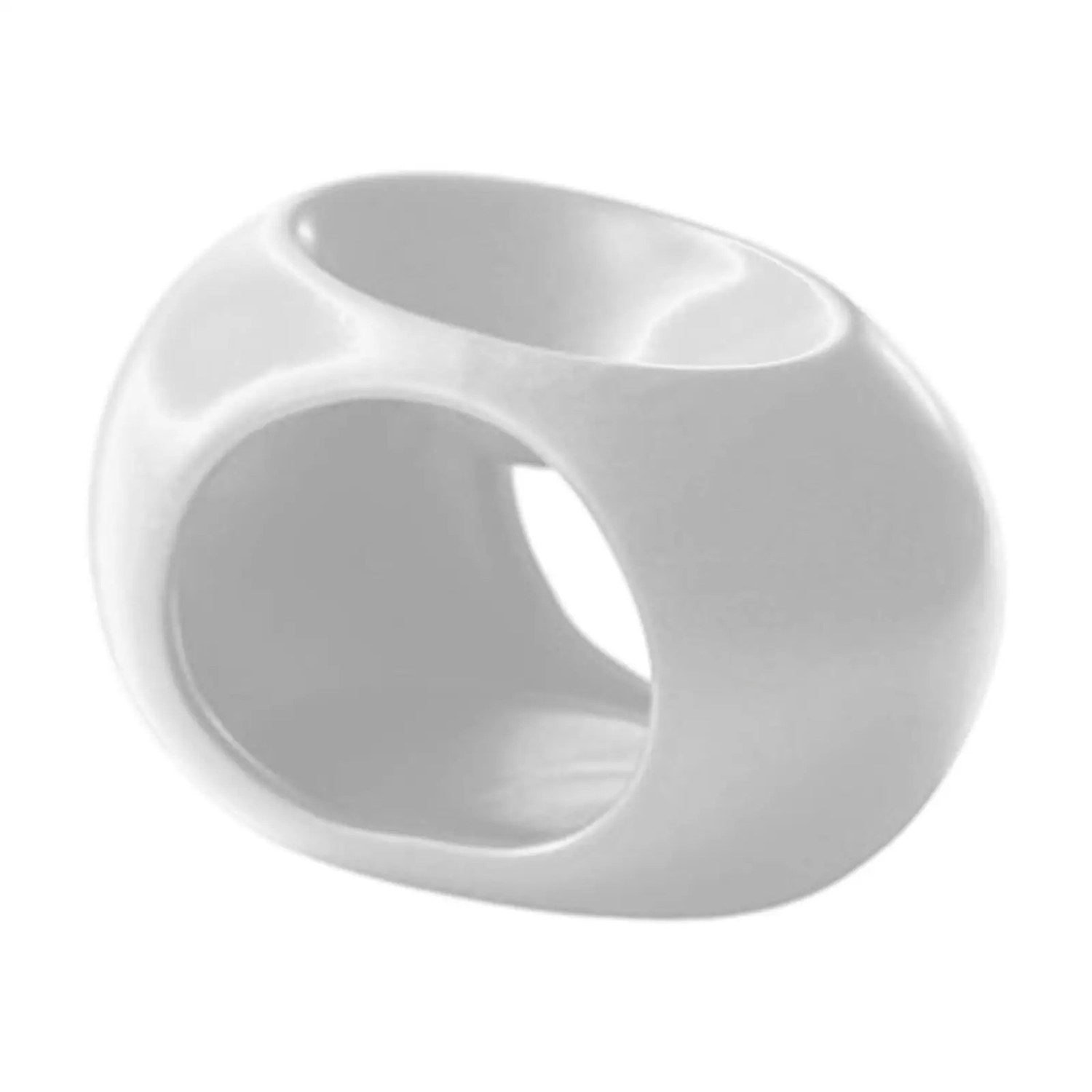 Brûle-parfum céramique blanc brillant, vue de face sur fond blanc