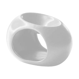 Brûle-parfum céramique blanc brillant, vue de face sur fond blanc