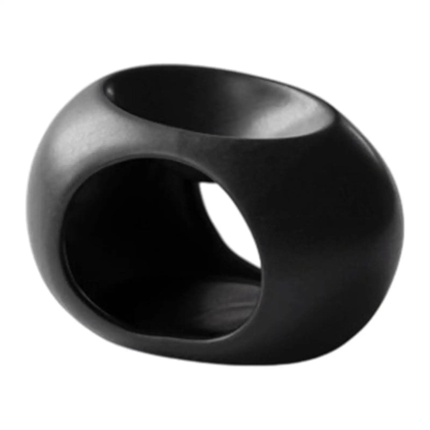 Brûle-parfum céramique noir mat, vue de face sur fond blanc