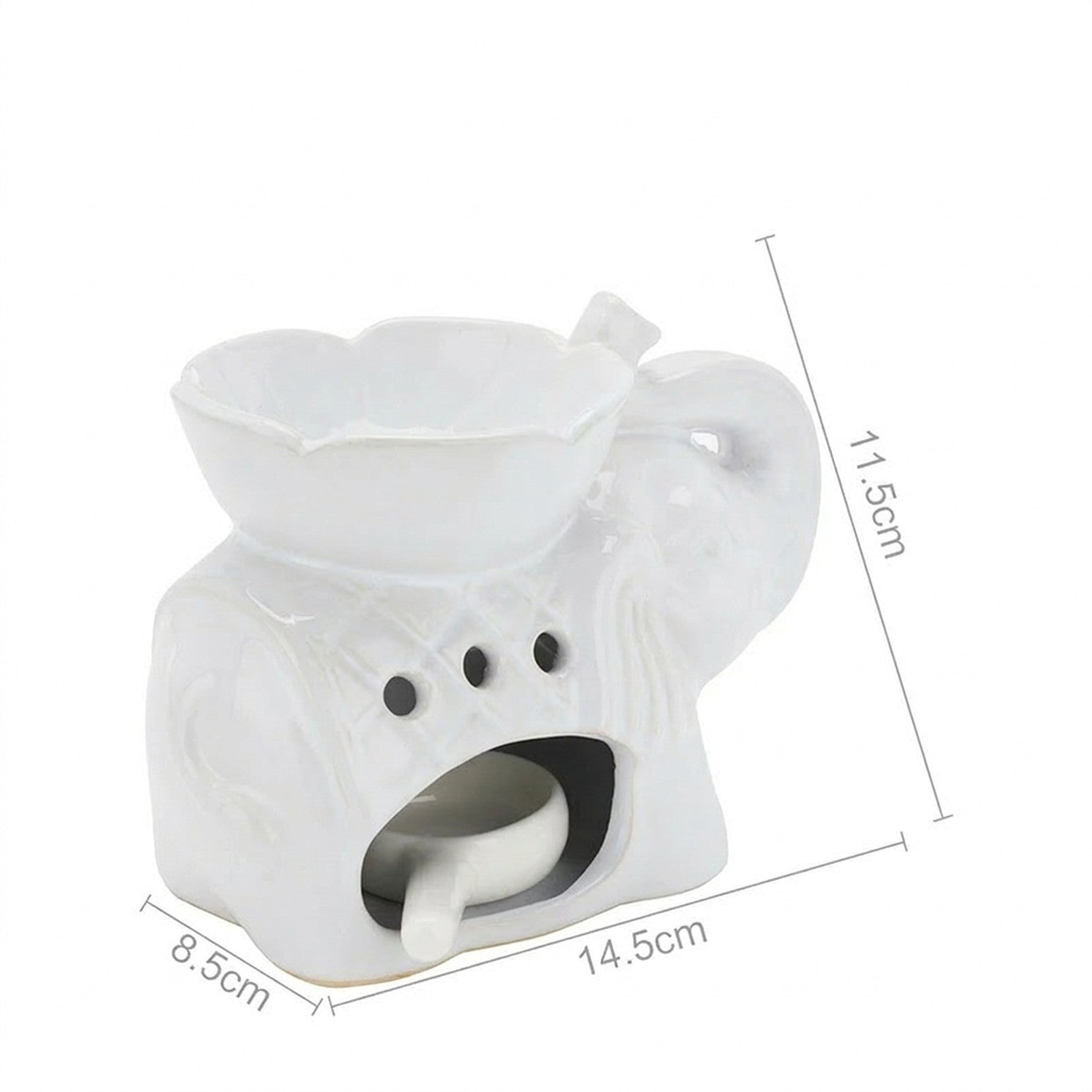 Dimensions du brûle-parfum céramique éléphant en centimètres