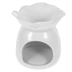 Brûle-parfum céramique blanc vu de face sur fond neutre