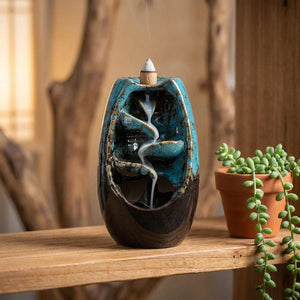 Brûleur d'encens cascade en céramique pour intérieur zen
