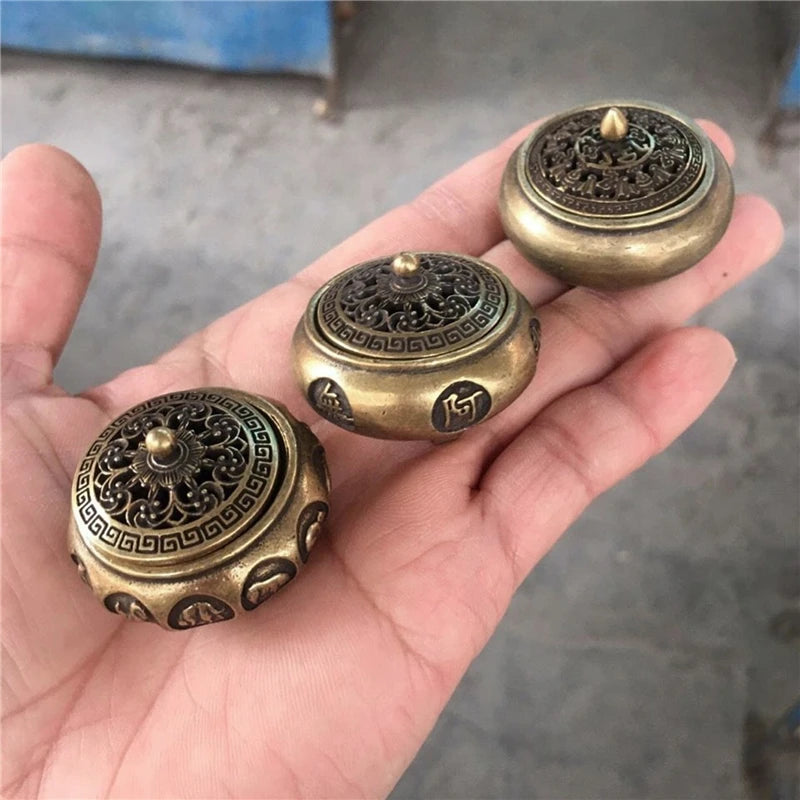 Brûleur d'encens bouddhiste lotus en laiton vue produit 4