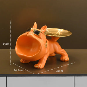 Dimensions sculpture bulldog orange 16cm H x 14,5cm L x 25cm