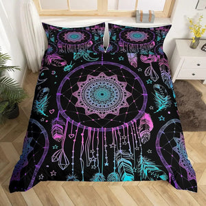 Parure de lit mandala rose et turquoise modèle Mandala mystique