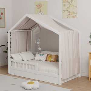 Photo produit du ciel de lit cabane marron camel vu de face