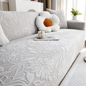 Housse de canapé jacquard camélia gris