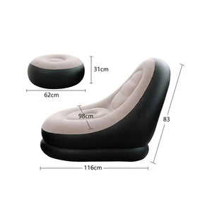 Dimensions du canapé paresseux gonflable et du pouf en centimètres