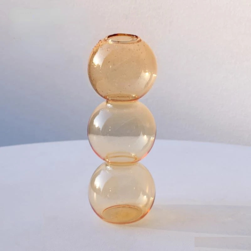 Vase en verre champagne S style nordique fond blanc