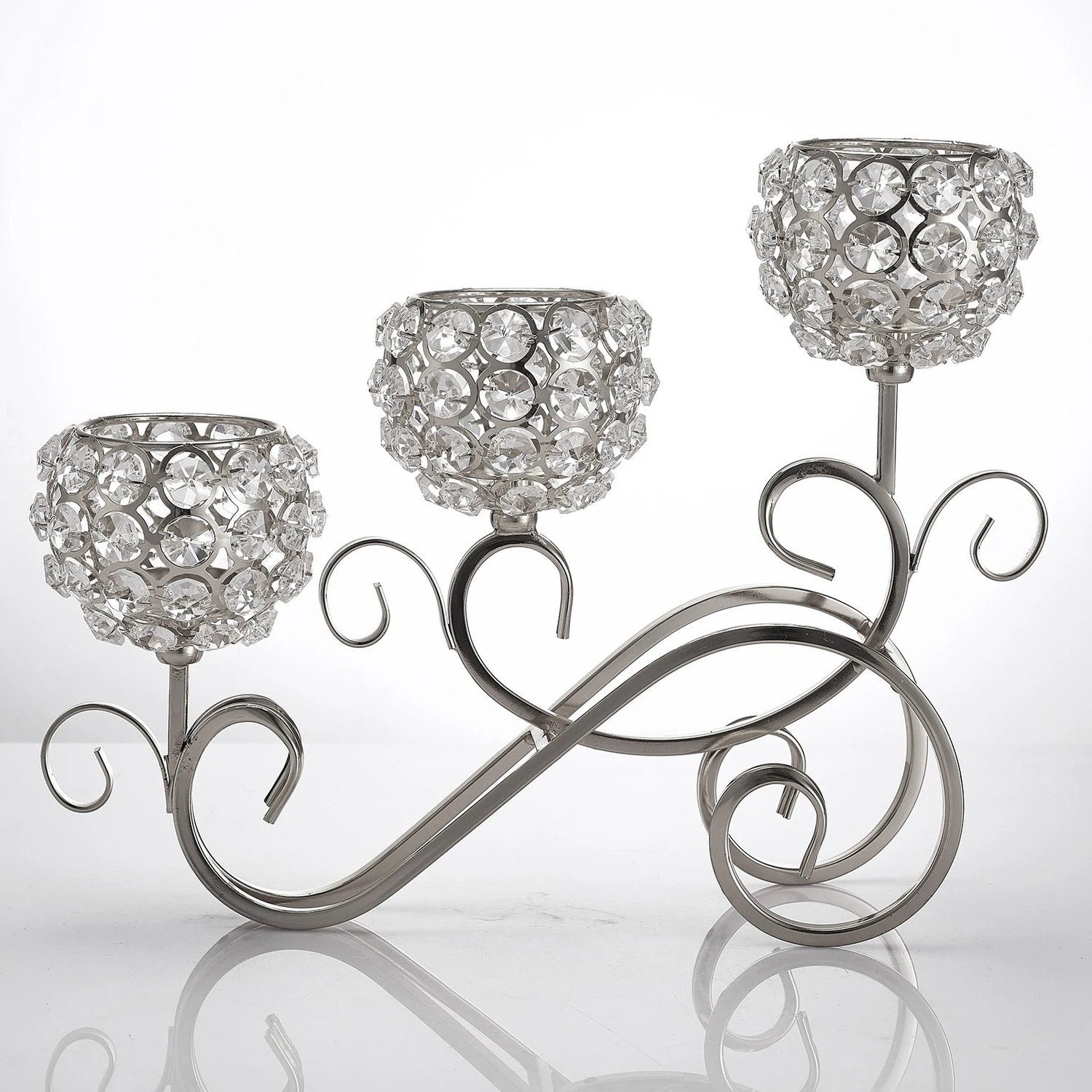 Chandelier 3 branches argenté vue studio fond clair