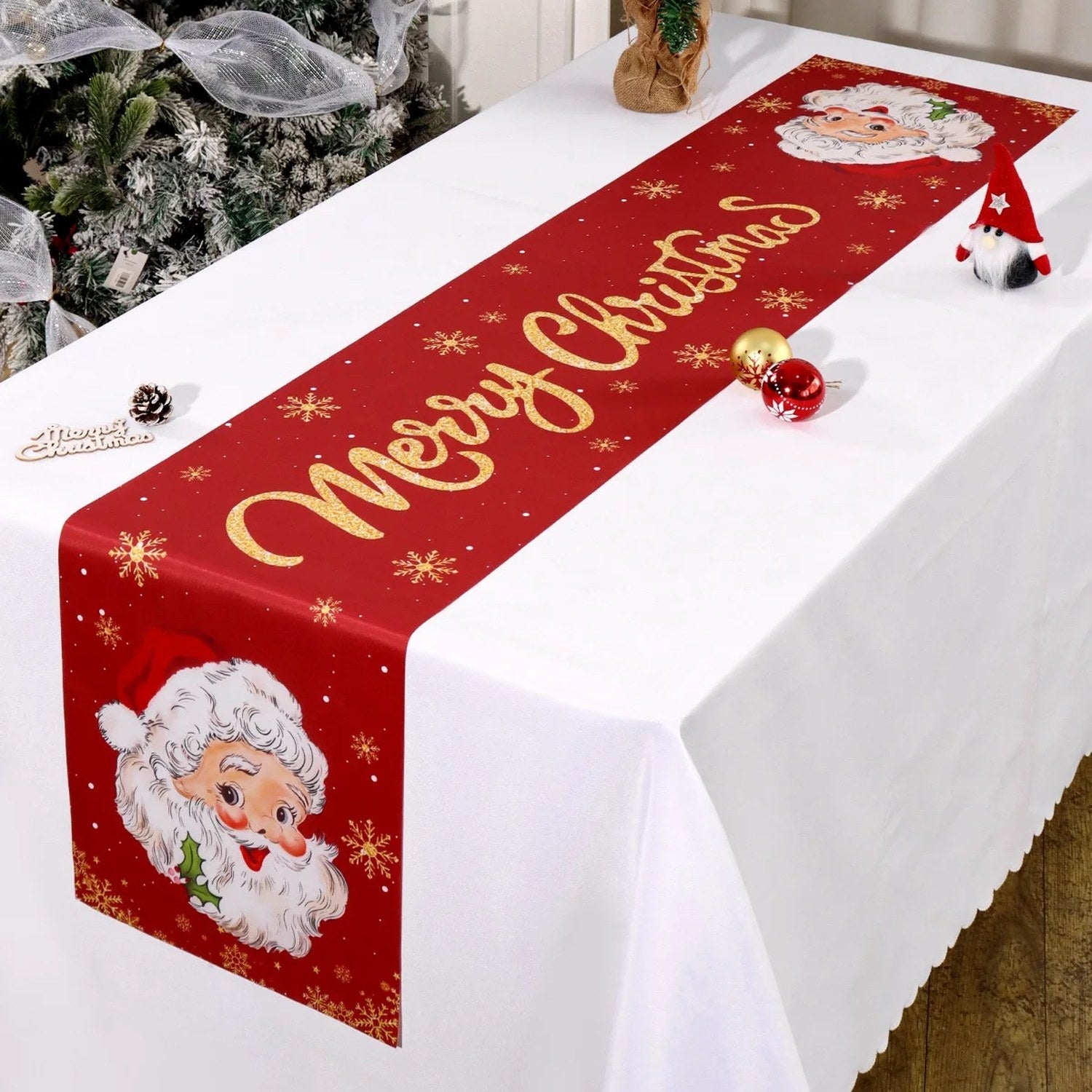 Chemin de table Noël polyester 35x180 cm - vue 2