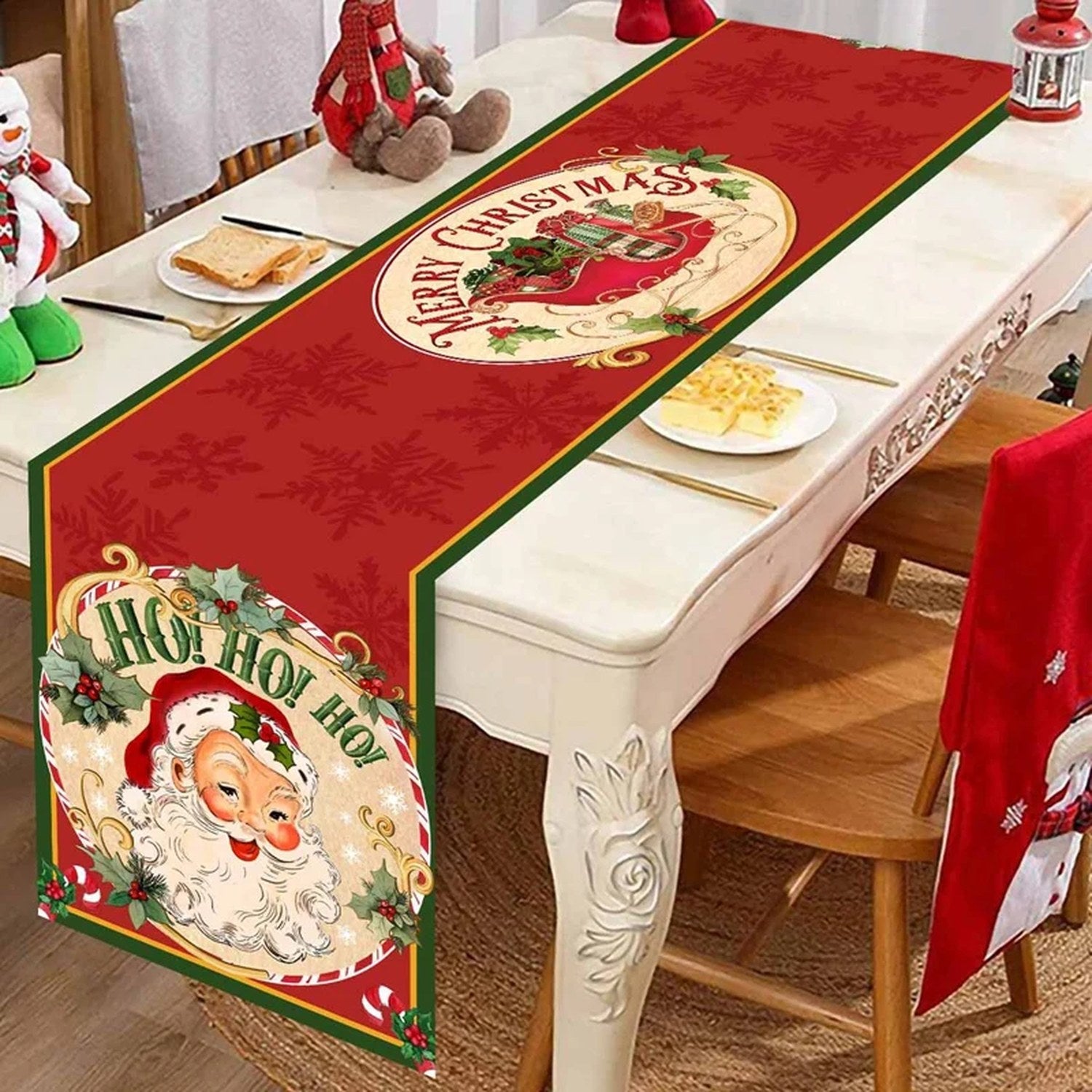 Chemin de table Noël - Père Noël Doré