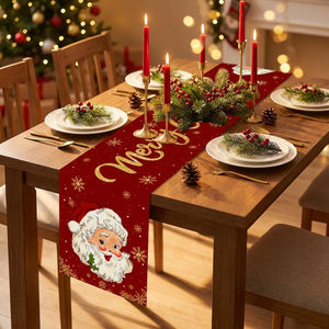 Chemin de table de Noël polyester festif 35x180 cm