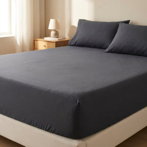 Drap-housse en coton égyptien coloris anthracite