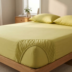 Drap-housse en coton égyptien coloris vert anis