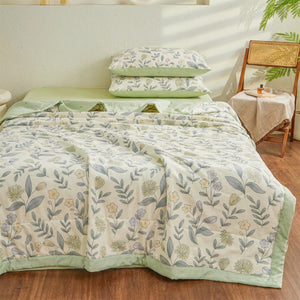 Couette d'été vert sauge avec les deux taies d'oreiller assorties de l'ensemble 3 pièces