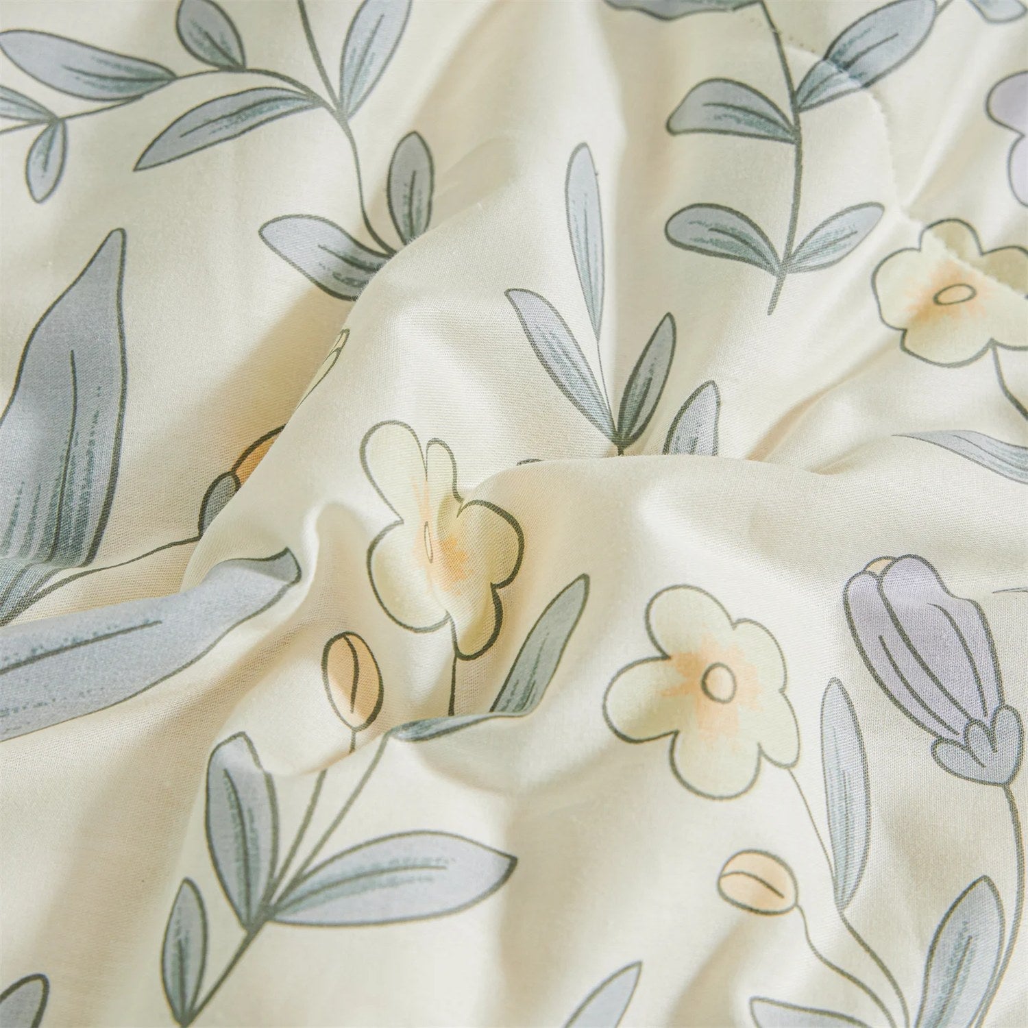Gros plan du tissu en coton à motif floral vert sauge