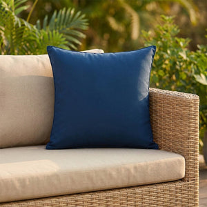 Housse de coussin d'extérieur imperméable 45 cm coloris bleu marine