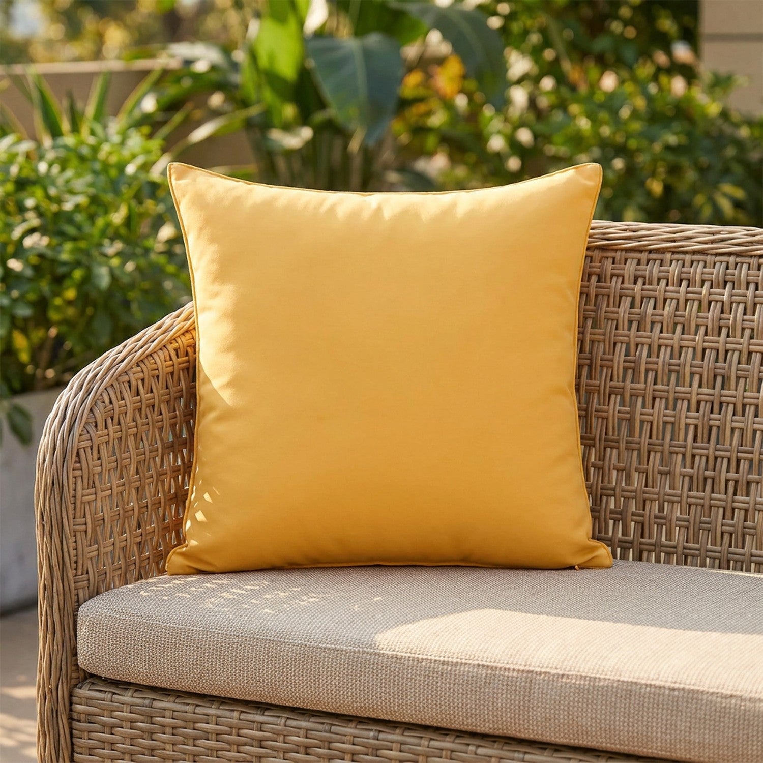 Housse de coussin d'extérieur imperméable 45 cm coloris jaune