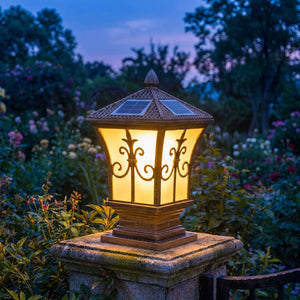 Lanterne solaire rétro bronze portail jardin