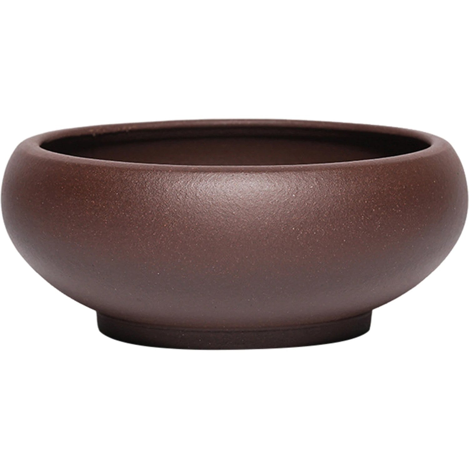 Pot bonsaï coupe marron foncé fond blanc épuré