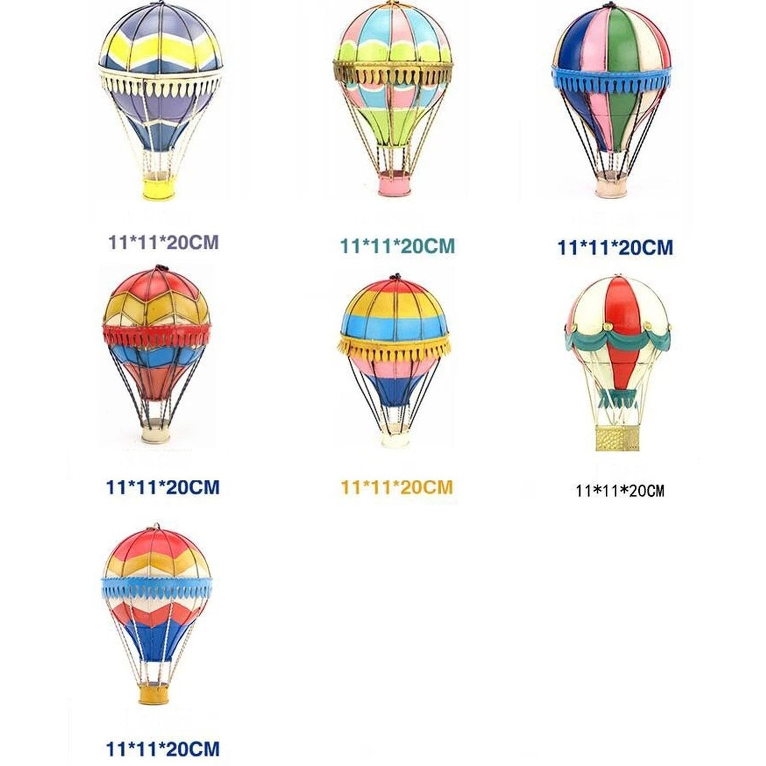 Les sept modèles de ballon à air chaud 11cm – dimensions 11×11×20 cm