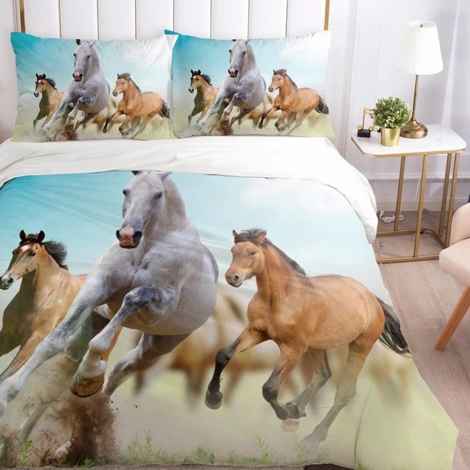 Parure de lit cheval motif Troupeau sauvage